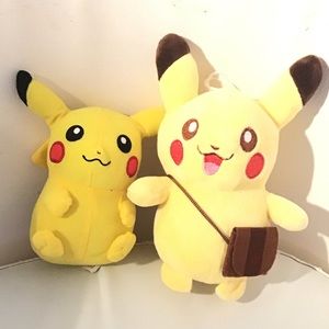 Two Pikachu Plushes 2016 Toy Factory 7" And 9"